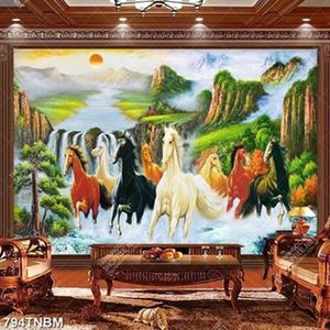 Tranh sơn dầu sơn thủy và bát mã chất lượng cao in uv