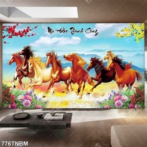 Tranh cành đào và bát mã truy phong in kính đẹp nhất