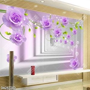 Tranh 3D hoa hồng tím in uv đẹp nhất