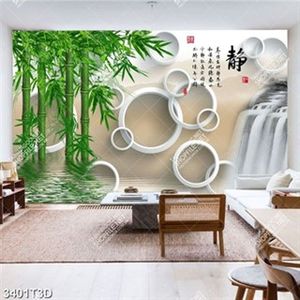 Tranh cây tre và chữ hán đẹp in kính