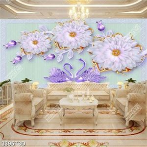 Tranh hoa cúc và thiên nga chất lượng cao