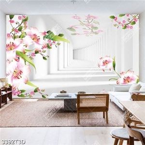 Tranh hoa lily 3D in kính psd