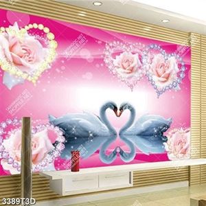 Tranh hoa hồng và thiên nga trên mặt hồ psd