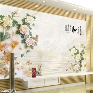 Tranh phong thủy hoa mẫu đơn trên mặt hồ đẹp nhất