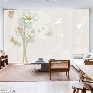 Tranh dán tường hoa ghép và bướm