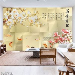 Tranh psd hoa mộc lan trắng và hồng bên cá chép in uv