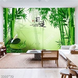 Tranh phong thủy rừng tre và chữ hán