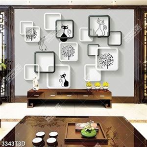 Tranh dán tường hình mèo ngộ nghĩnh file psd