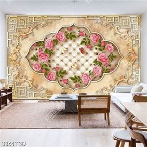 Tranh trang trí nội thất hoa hồng nền hoa văn độc đáo
