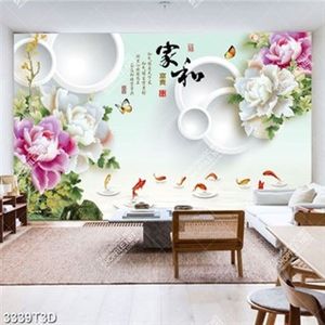 Tranh phòng khác hoa mẫu đơn và cá chép giả ngọc in uv