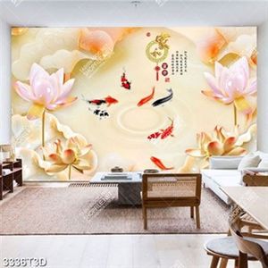 Tranh file psd trang trí nội thất hoa sen và cá chép giả ngọc