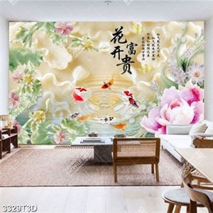 Tranh giả ngọc cá chép và chữ hán in kính