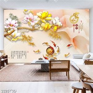 Tranh giả ngọc hoa mộc lan và cá chép chất lượng cao psd