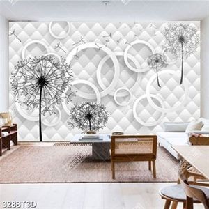 Tranh bếp hoa bồ công anh họa tiết hình tròn in kính