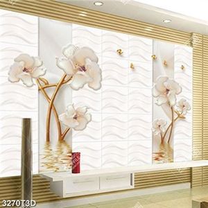 Tranh lụa hoa ghép trên mặt hồ file gốc