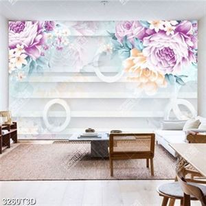 Tranh dán tường hoa nhiều màu sắc in kính