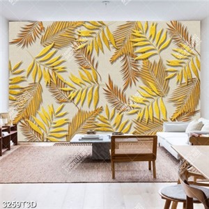 Tranh dán tường lá vàng 3D đẹp