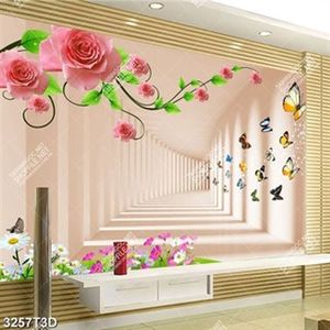 Tranh file gốc bếp hoa hồng và đàn bướm