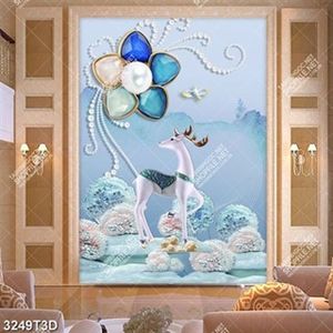 Tranh hoa ghép ngọc nhiều màu và nai chất lượng cao