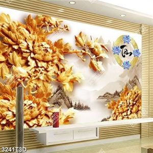 Tranh phòng khách hoa điêu khắc gỗ và phong cảnh đẹp chất lượng cao