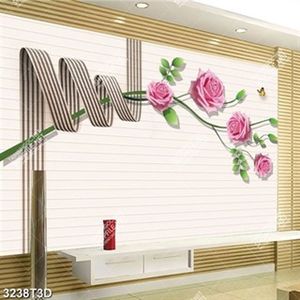 Tranh dán tường hoa hồng và dải ruy băng