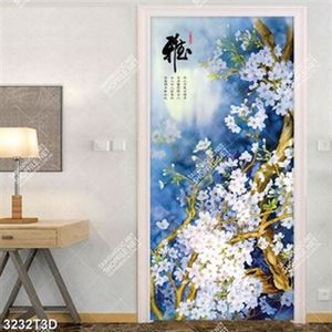 Tranh hoa anh đào nền xanh và chữa hán đẹp nhất