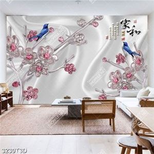 Tranh lụa hoa anh đào ghép và chữa hán in kính