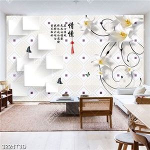 Tranh 3D hoa ly và chữ hán phong thủy