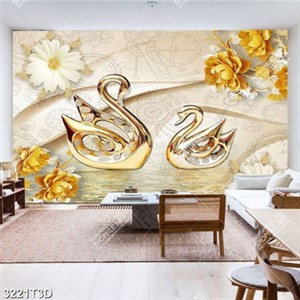 Tranh luạ thiên nga ghếp đính đá chất lượng cao