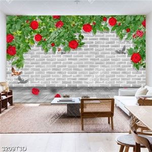 Tranh hoa hồng dây leo trên tường gạch Tranh hoa hồng dây leo trên tường gạch
