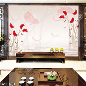 Tranh dán tường hoa ghép trên mặt nước đẹp