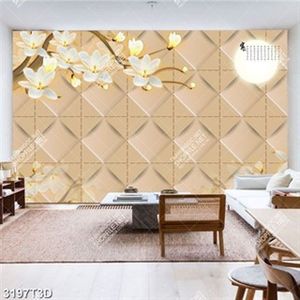 Tranh hoa mộc lan trắng bên mặt trăng tròn đẹp