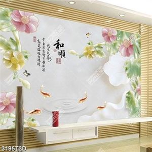 Tranh trang trí nội thất hoa giả ngọc bên cá chép in uv