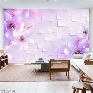 Tranh daán tường hoa nền tím đẹp nhất