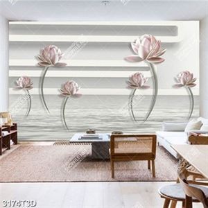 Tranh hoa sen 3D trên mặt nước đẹp