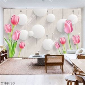 Tranh bếp hoa tulip và hình tròn hiện đại file psd