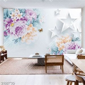 Tranh dán tường hoa mẫu đơn nhiều màu sắc đẹp