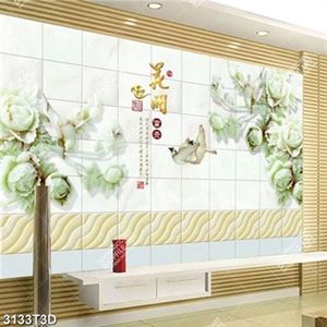 Tranh hoa mẫu đơn giả ngọc in nền gạch đẹp