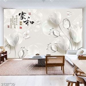 Tranh hoa tulip và bướm trắng sang trọng in kinh