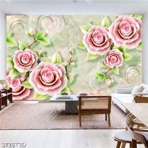 Tranh 3D hoa hồng trên nền giả ngọc in kính