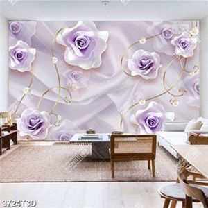 Tranh lụa hoa hồng tím chất lượng cao