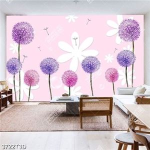 Tranh hoa bồ công anh tím và hồng trẻ trung