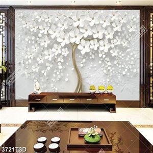 Tranh 3D hoa ghép màu trắng trẻ trung