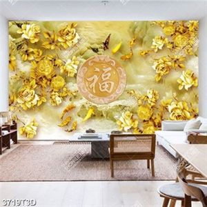 Tranh phong thủy hoa mẫu đơn và cá chép chữ hán đẹp in uv