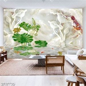 Tranh hoa sen và nền giả ngọc trang trí nội thất