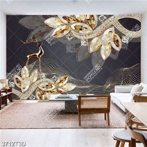 Tranh hoa trang sức đính ngọc và nai trang trí phòng ngủ