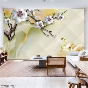 Tranh hoa mai và thiên nga giả ngọc in uv