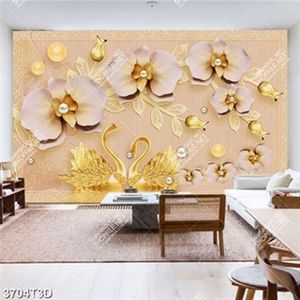 Tranh hoa lan và thiên nga in kính