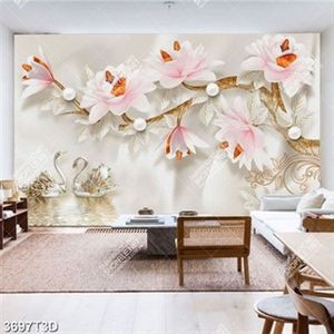 Tranh lụa hoa đính ngọc trai in kính