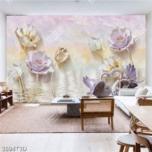 Tranh hoa và thiên nga giả ngọc chất lượng cao